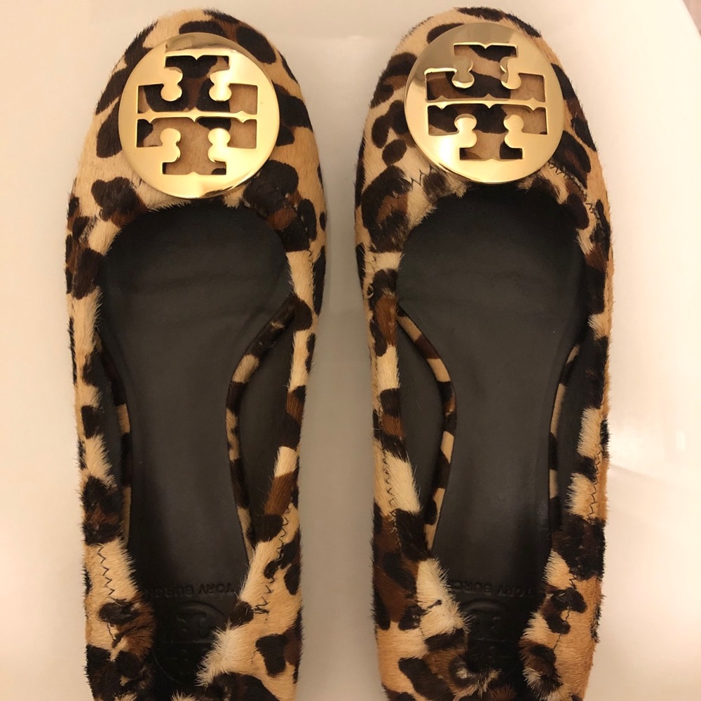 Tory Burch Reva Leopard Pony Hair Flats